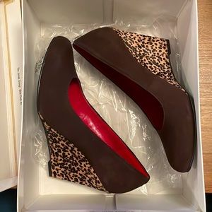 Nine West wedge heels, Size 6 - leopard / brown